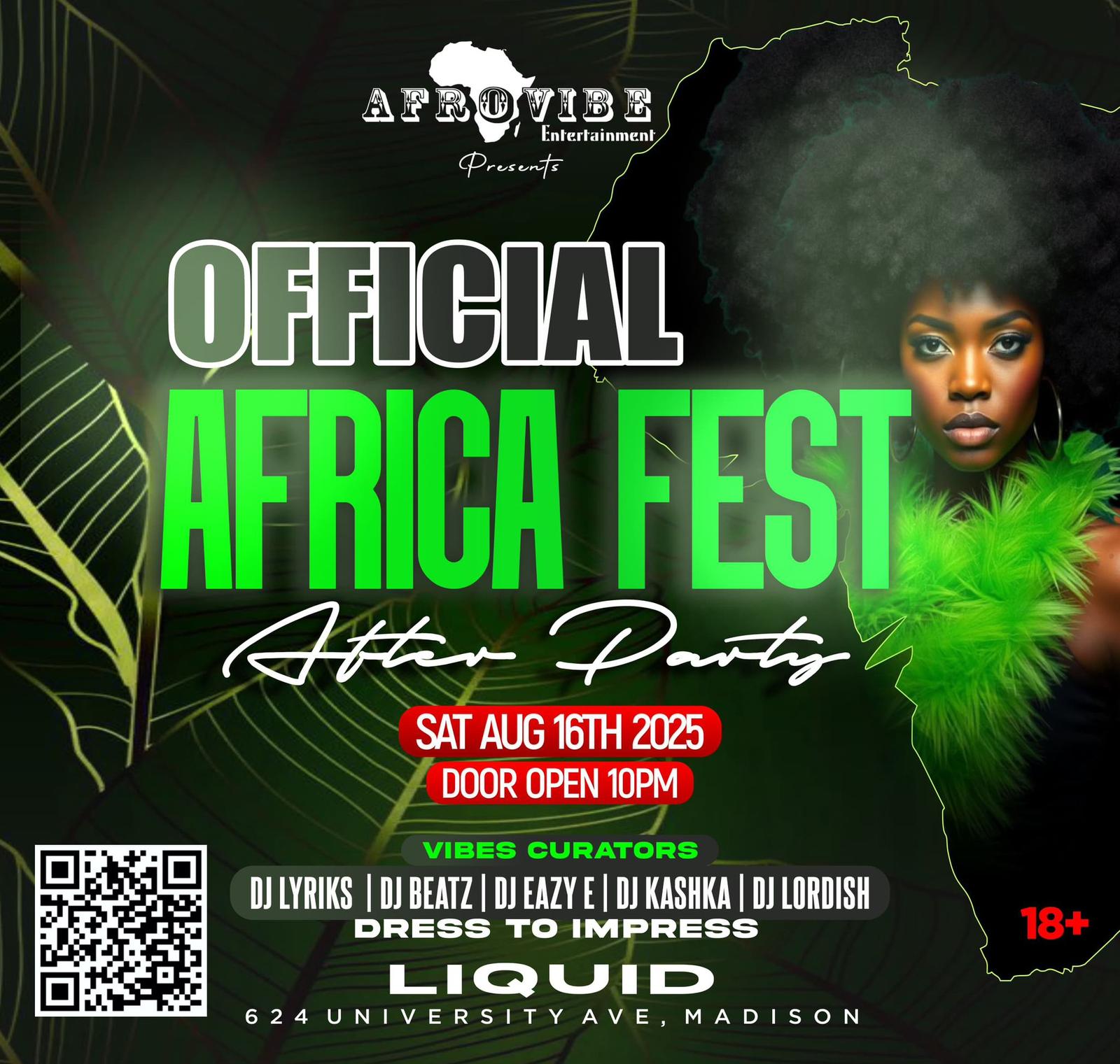 Afrifest Madison 2025 After Party Flyer